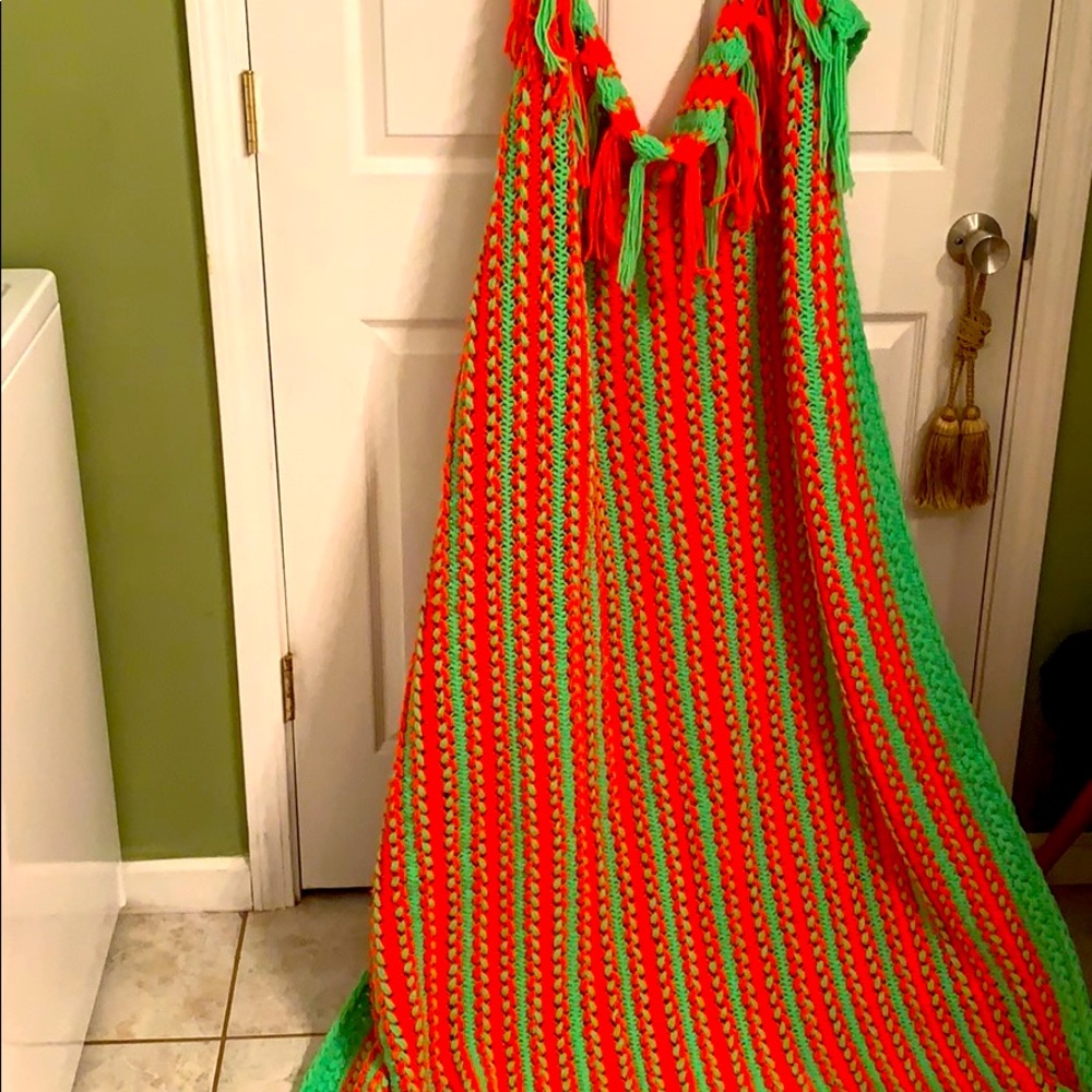 Bright orange/lime green Throw